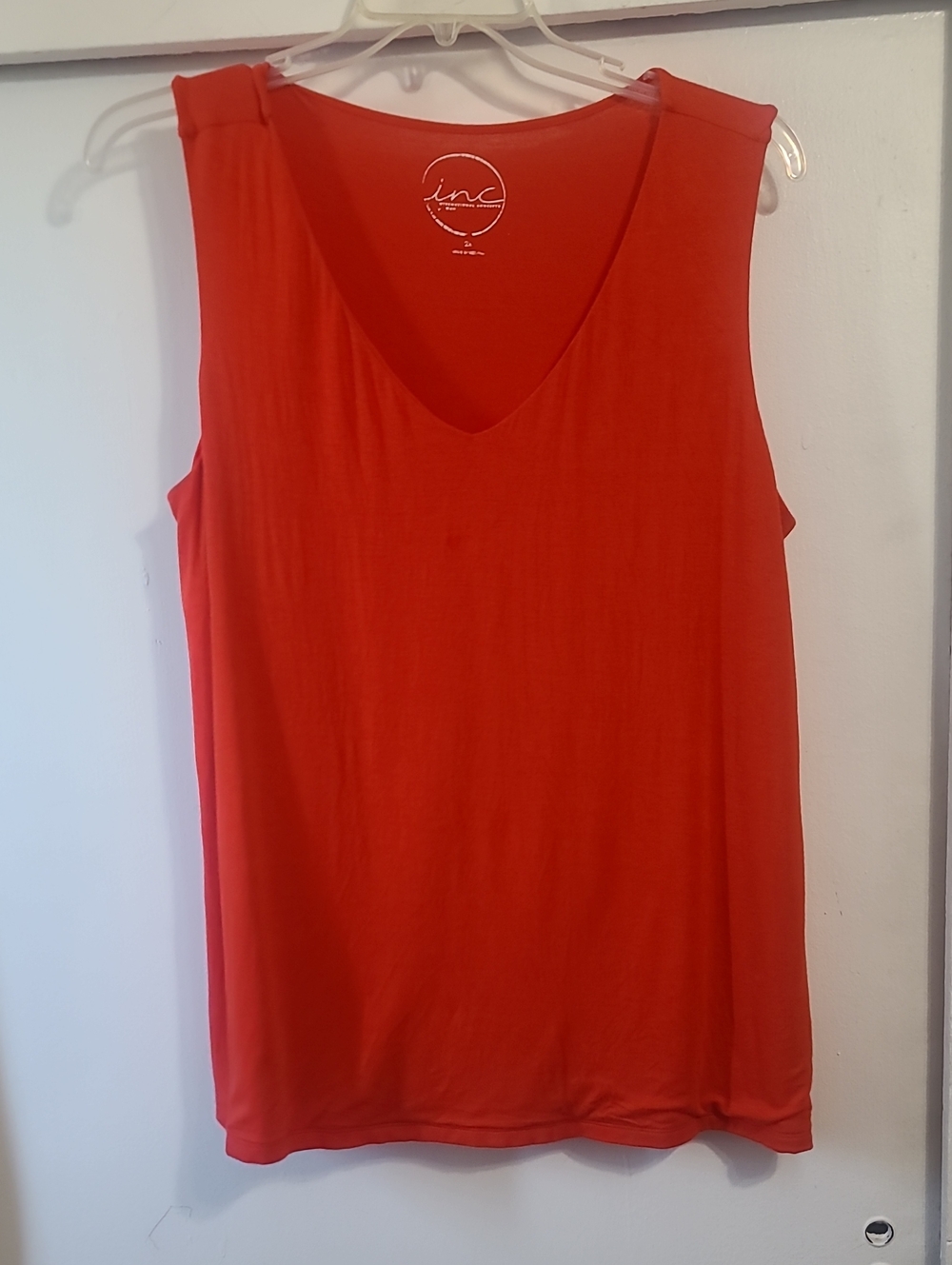 INC International Concepts Bright Red V-Neck Sleeveless Tank